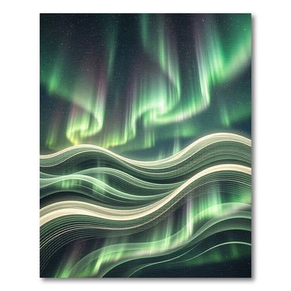 Luminous Northern Lights Abstract Wave Rug