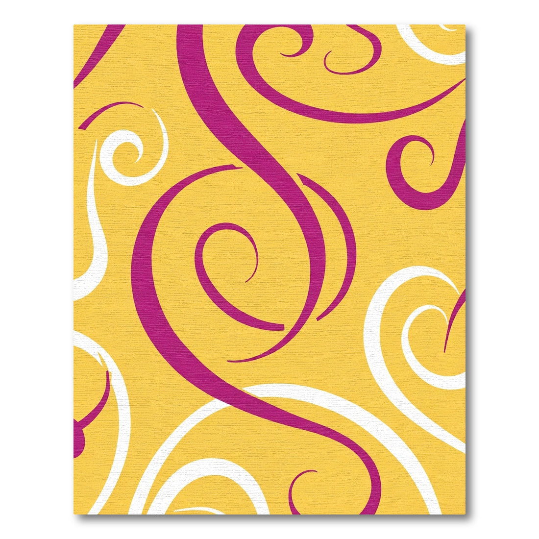 Golden Swirls Magenta White Curlicues Rug
