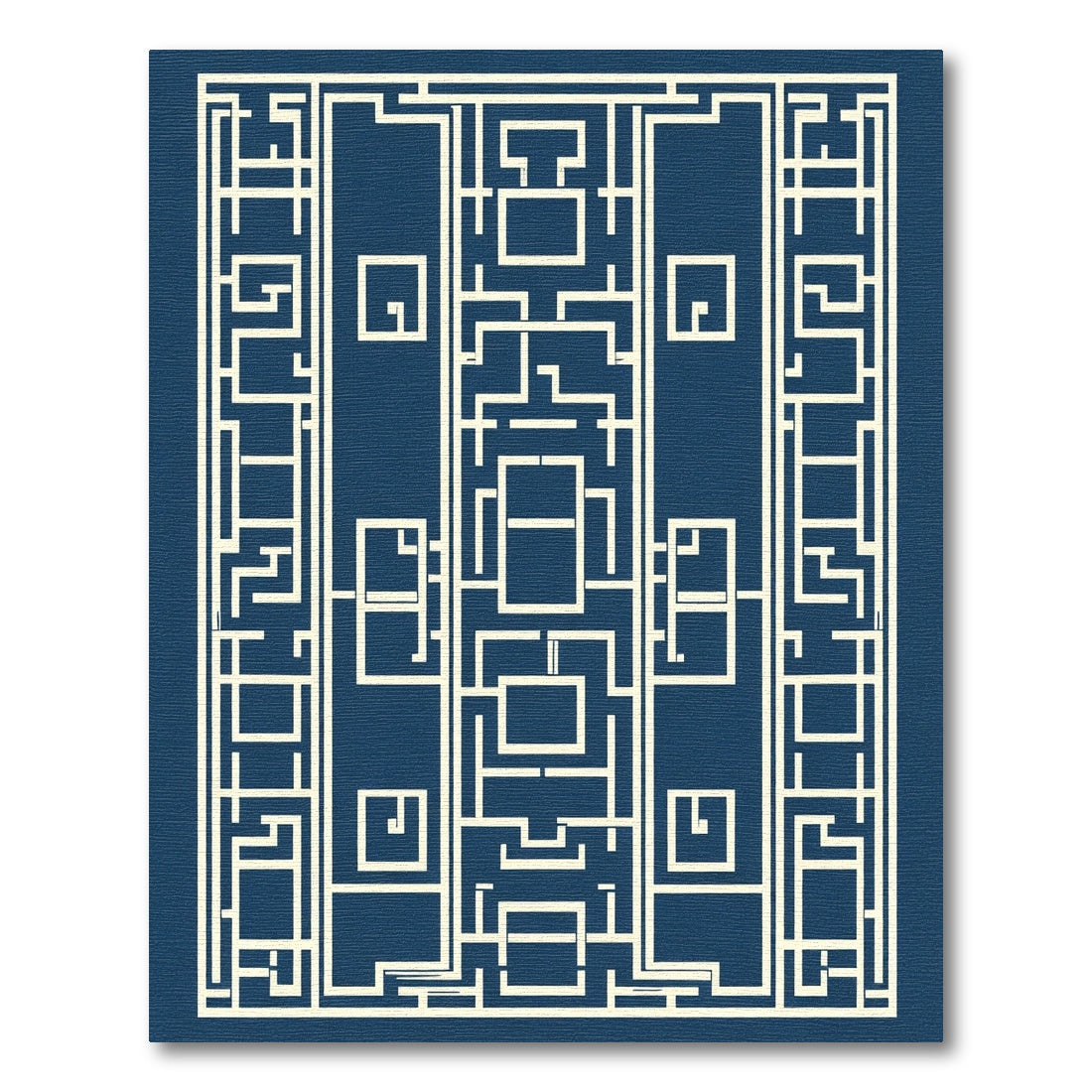 Navajo White Geometric Maze Rug