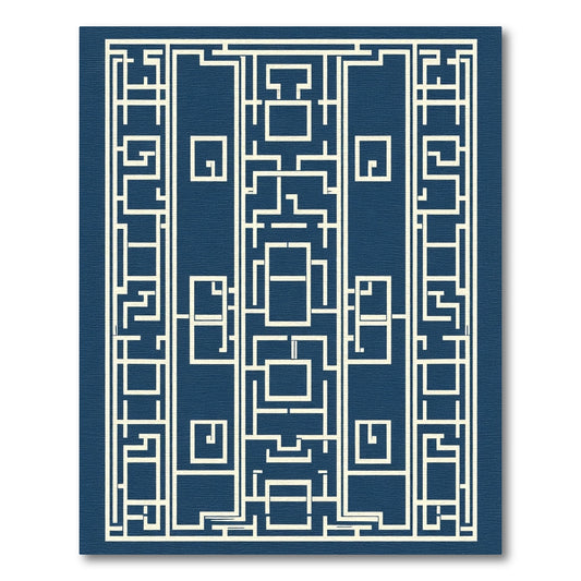 Navajo White Geometric Maze Rug