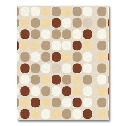 Earthy Tones Rounded Squares Pattern Rug