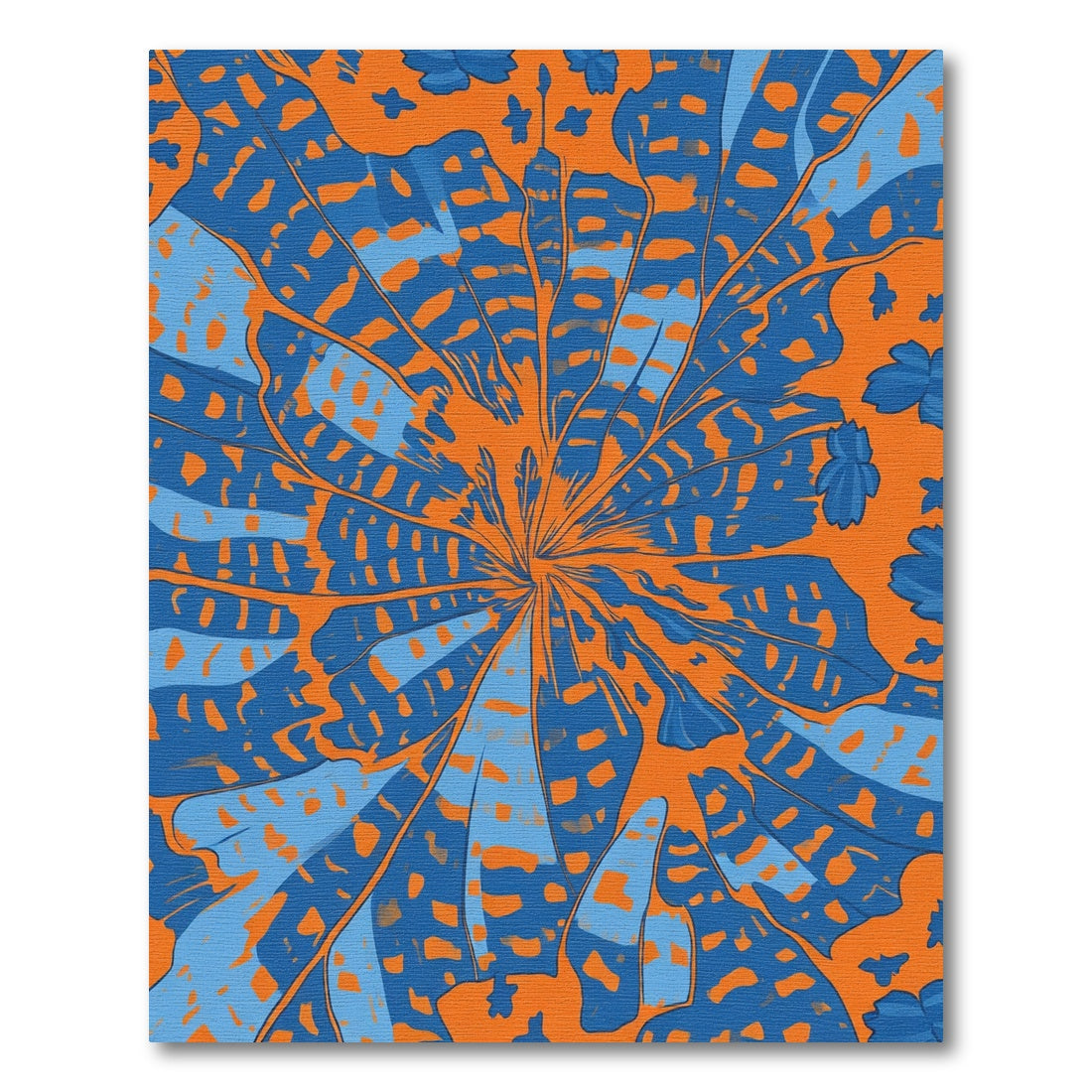 Vibrant Blue Orange Floral Burst Rug