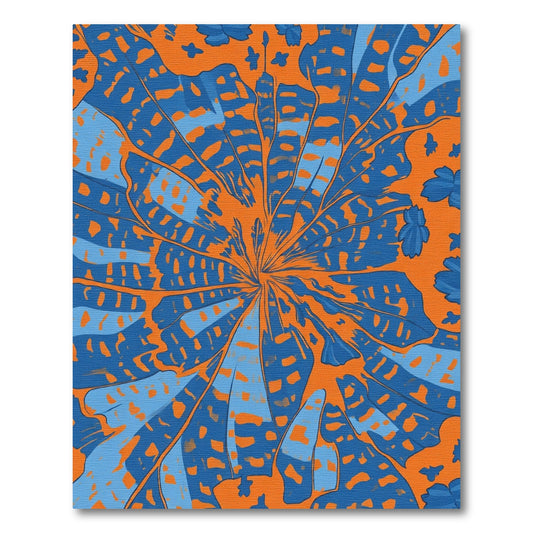 Vibrant Blue Orange Floral Burst Rug