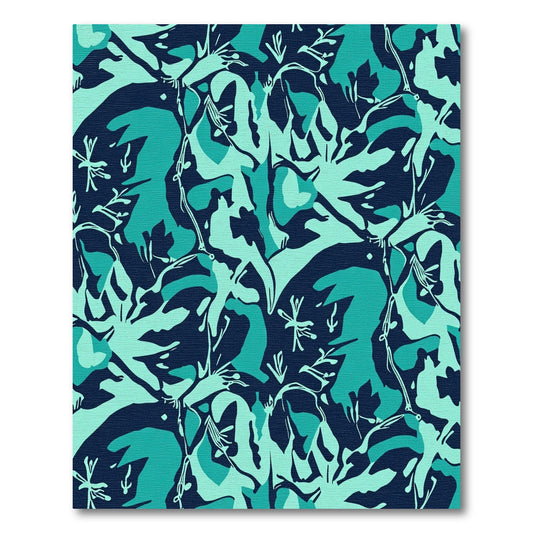Aqua Blue Abstract Organic Shapes Rug