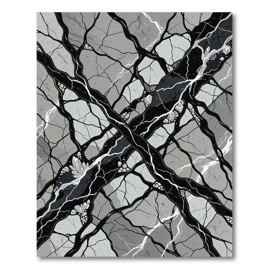 Monochrome Abstract Geode Crystal Vein Rug