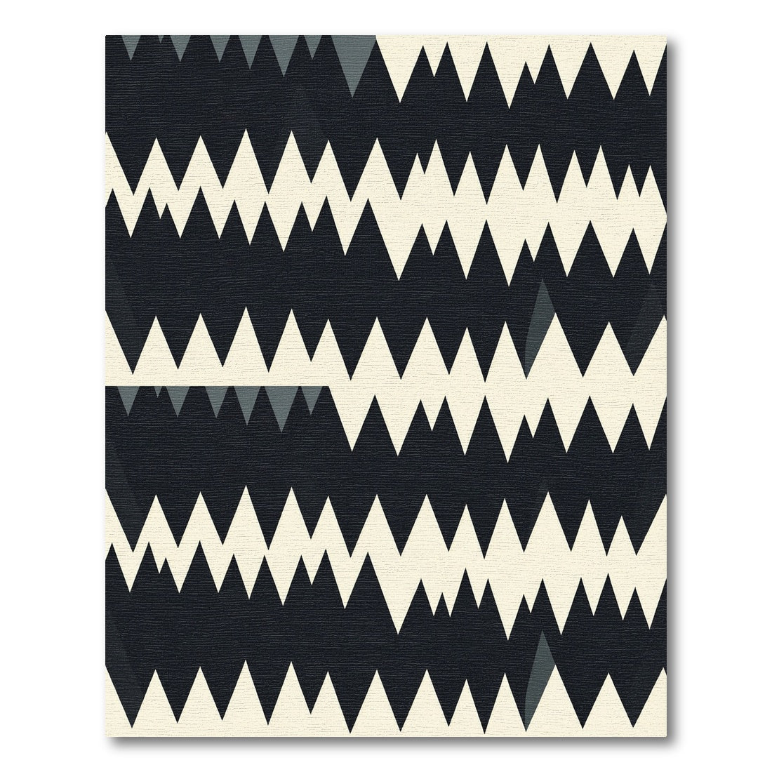 Modern Black White Jagged Stripe Rug