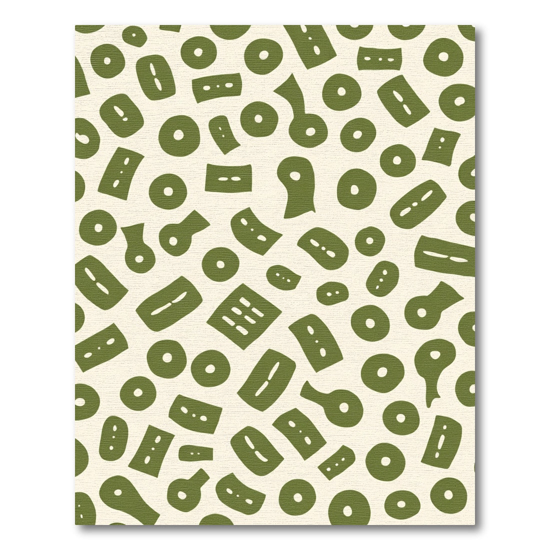 Olive Green Abstract Organic Shapes Rug