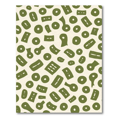 Olive Green Abstract Organic Shapes Rug