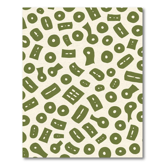 Olive Green Abstract Organic Shapes Rug