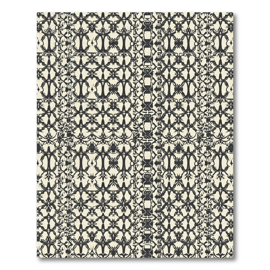 Black Cream Ornate Organic Damask Rug