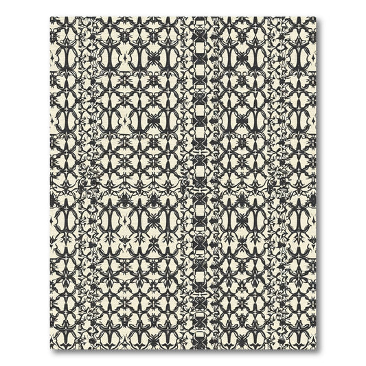 Black Cream Ornate Organic Damask Rug