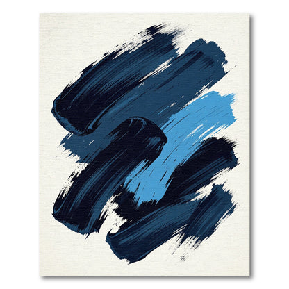 Abstract Navy and Azure Brushstrokes Rug
