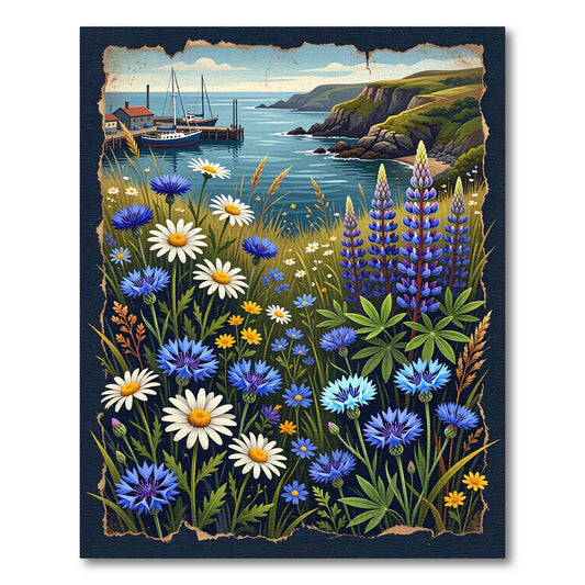 Coastal Meadow Wildflower Navy Landscape Rug