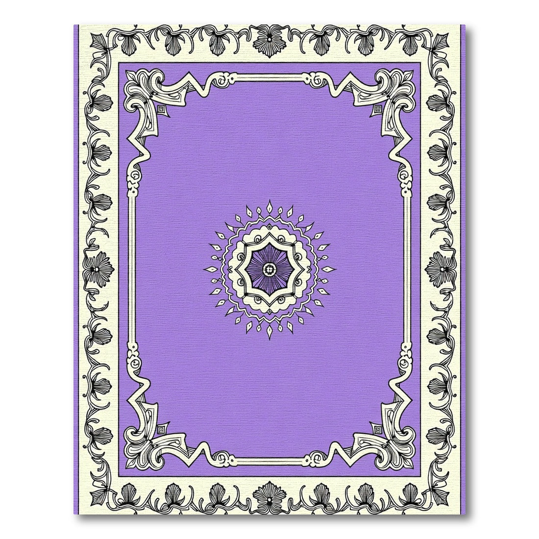 Victorian Lilac Floral Medallion Frame Rug