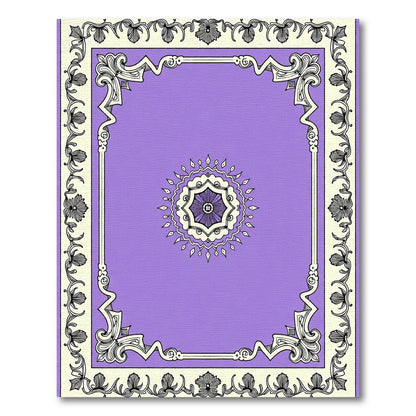 Victorian Lilac Floral Medallion Frame Rug