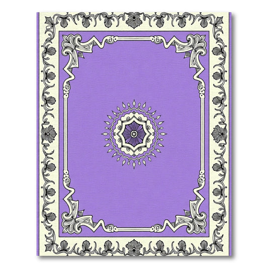 Victorian Lilac Floral Medallion Frame Rug