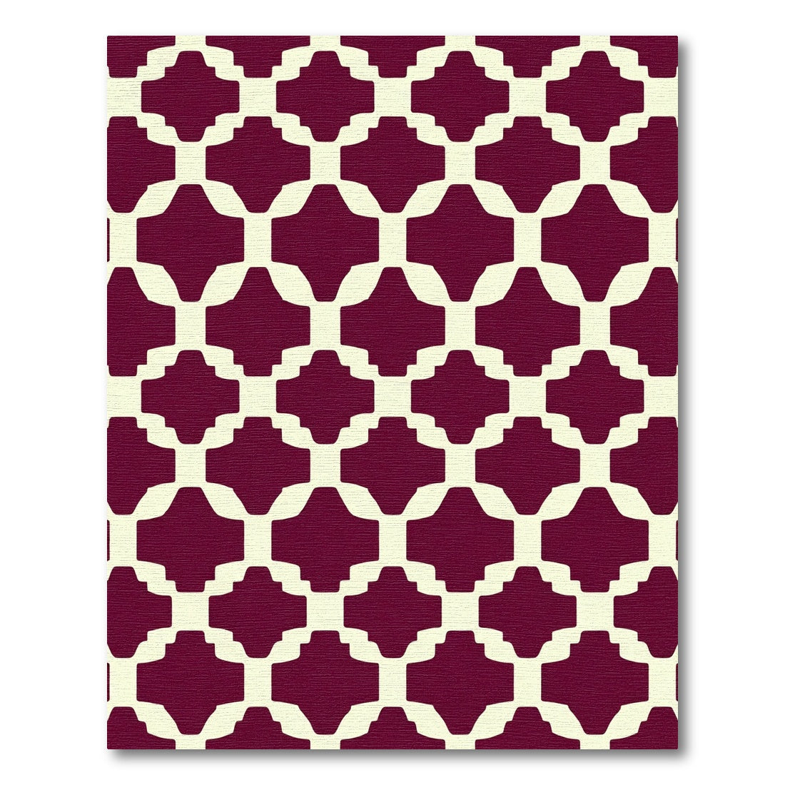 Crimson Lattice Trellis Geometric Rug