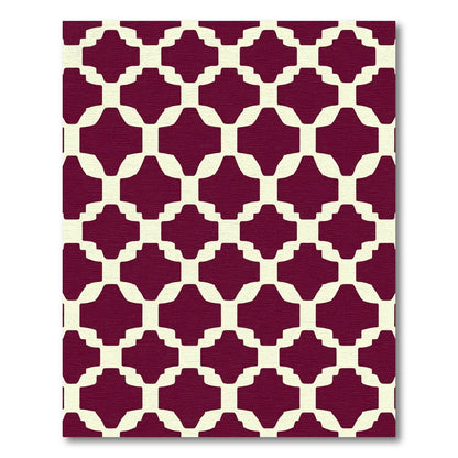 Crimson Lattice Trellis Geometric Rug