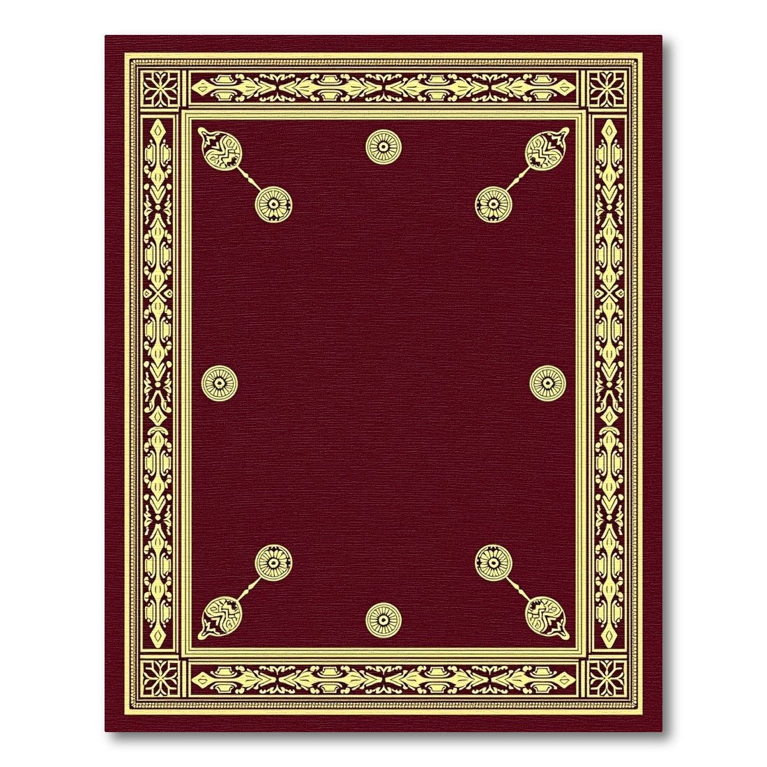 Crimson Gold Ornate Border Medallion Rug
