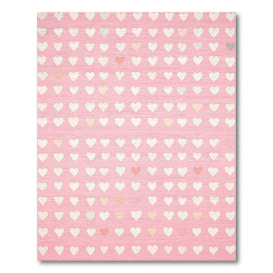 Pink and White Hearts Whimsical Rug