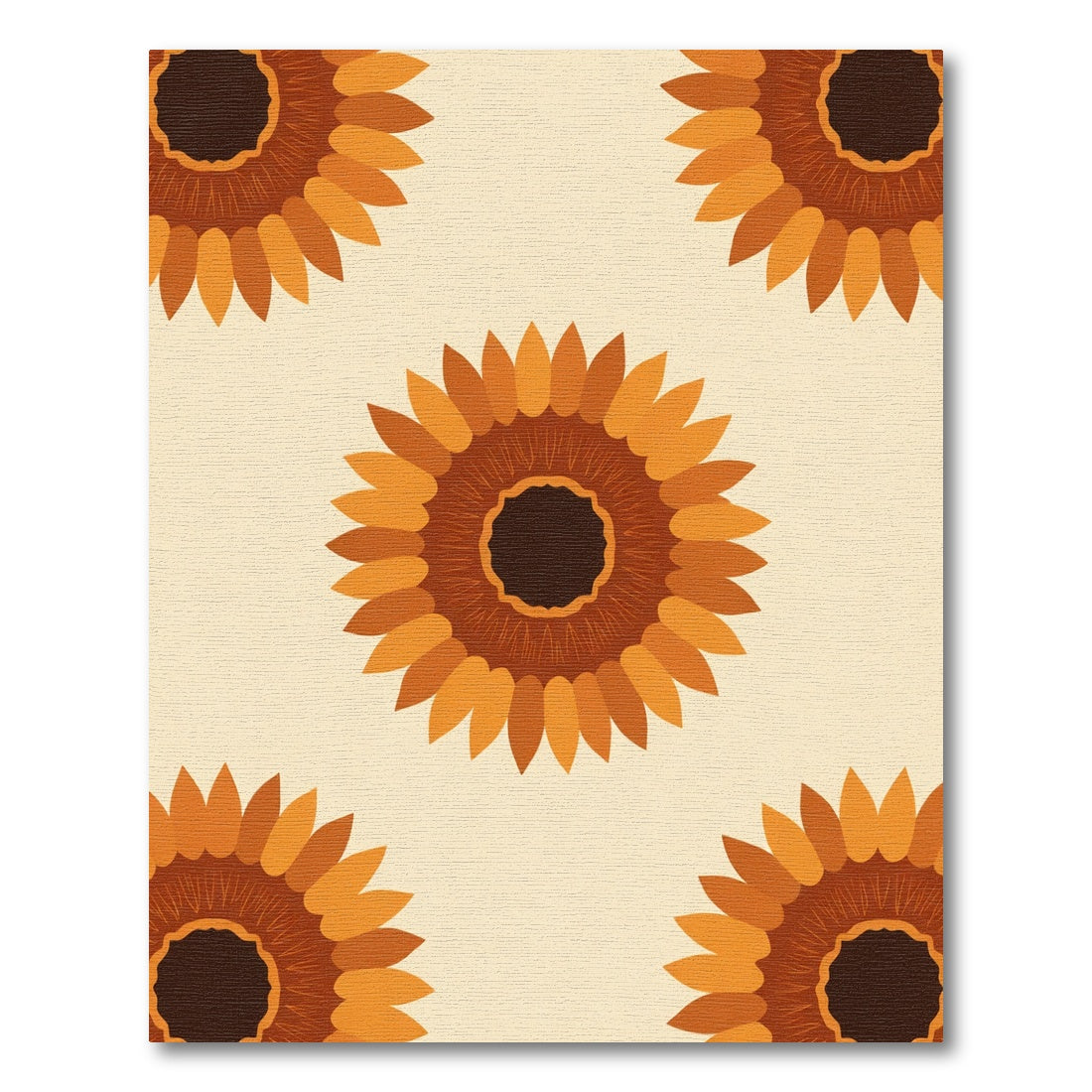 Warm Orange Sunflower Mandala Repeat Rug