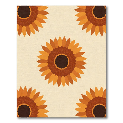 Warm Orange Sunflower Mandala Repeat Rug