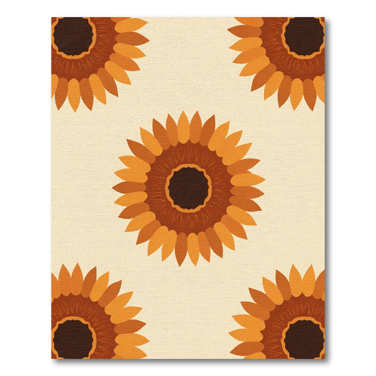 Warm Orange Sunflower Mandala Repeat Rug