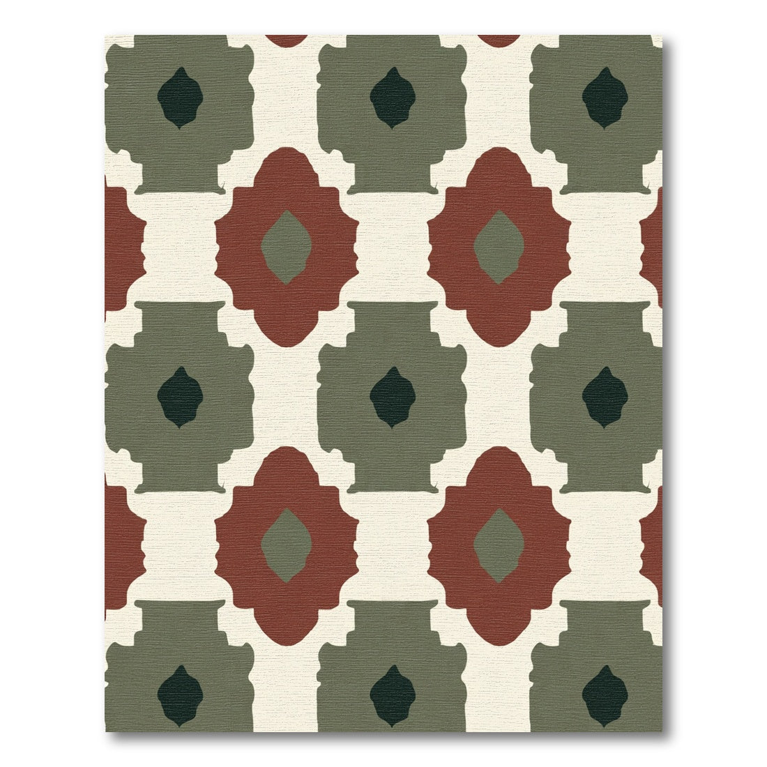Terracotta Olive Medieval Lattice Rug