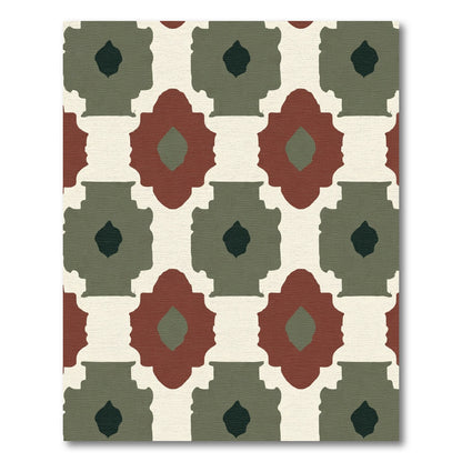 Terracotta Olive Medieval Lattice Rug