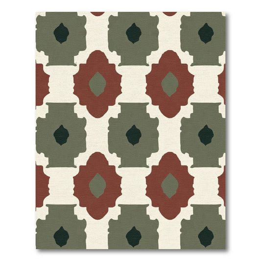 Terracotta Olive Medieval Lattice Rug