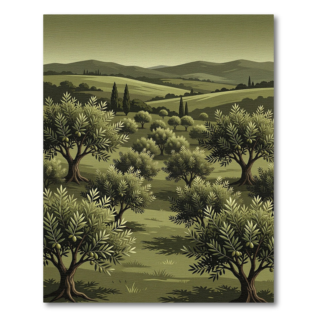 Mediterranean Olive Grove Landscape Rug