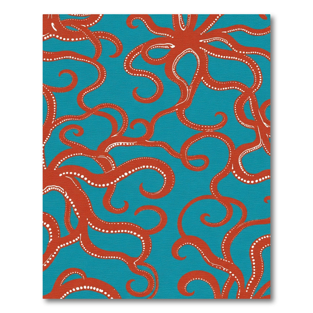 Orange Octopus Swirl Teal Rug
