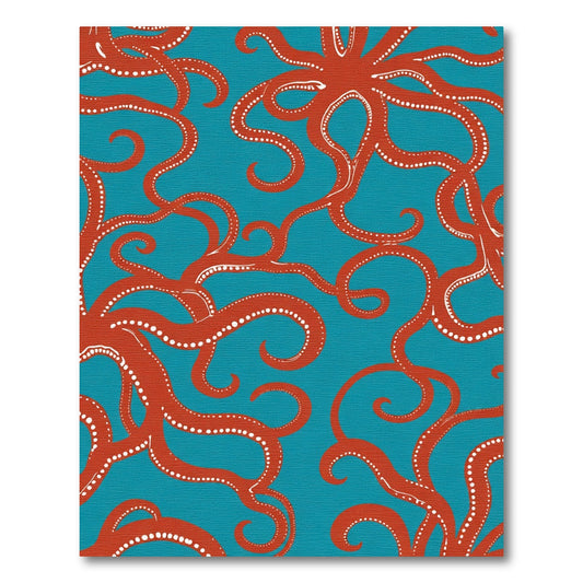 Orange Octopus Swirl Teal Rug