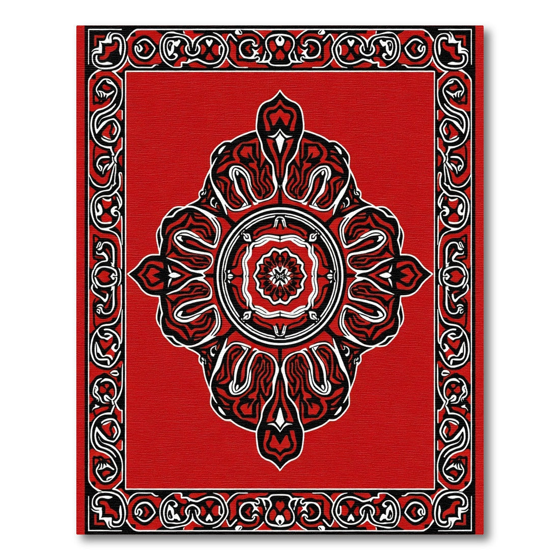 Bold Crimson Interlocking Floral Medallion Rug
