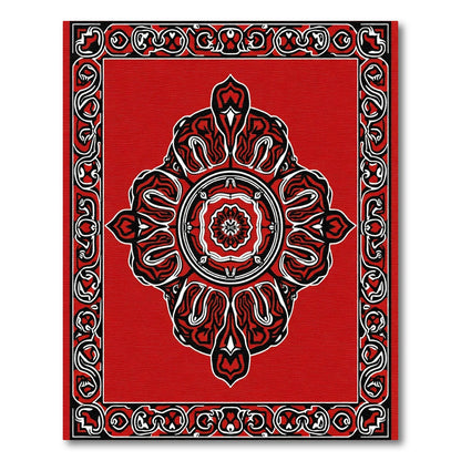 Bold Crimson Interlocking Floral Medallion Rug