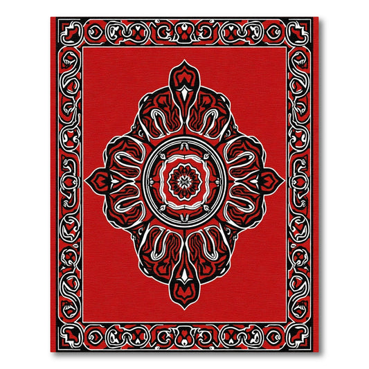 Bold Crimson Interlocking Floral Medallion Rug