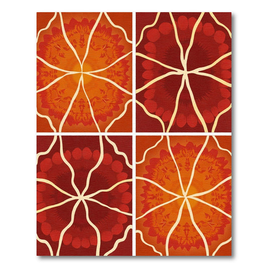 Crimson Orange Radiant Radial Rug