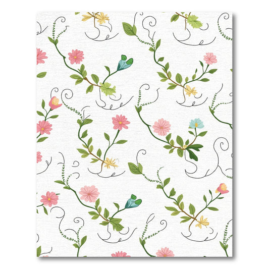 Pink Floral Vine With Green Leaves Rug