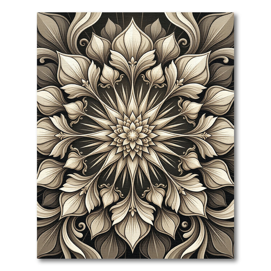 Intricate Ivory Floral Mandala Rug