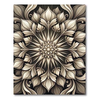 Intricate Ivory Floral Mandala Rug