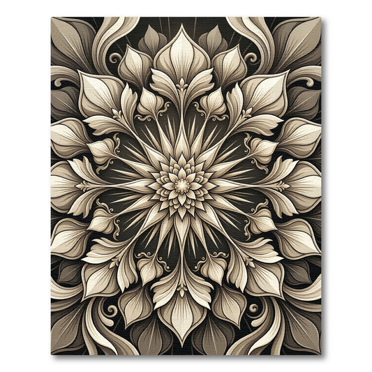 Intricate Ivory Floral Mandala Rug