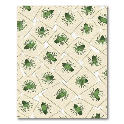 Green Spiky Forms Scattered Layout Rug