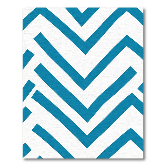 Teal White Zigzag Chevron Abstract Rug