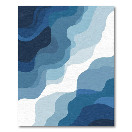 Deep Blue Flowing Abstract Waves Rug