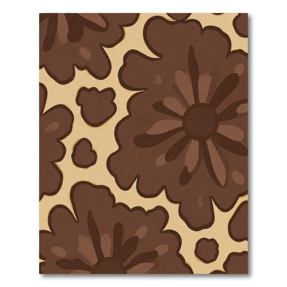 Retro Brown Floral Bloom Rug