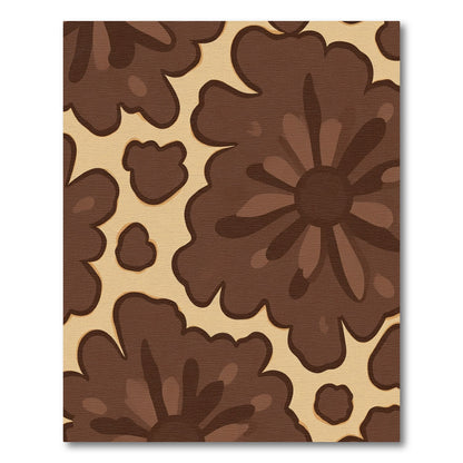 Retro Brown Floral Bloom Rug