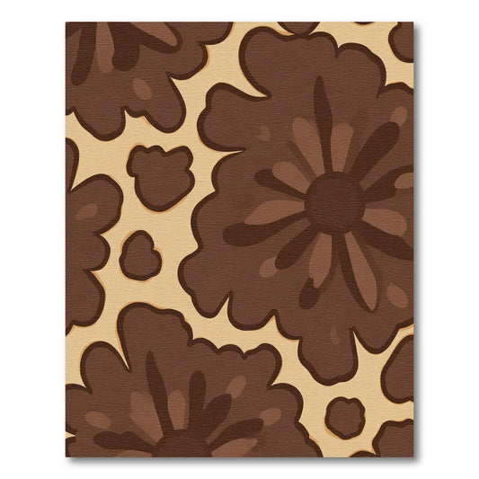 Retro Brown Floral Bloom Rug