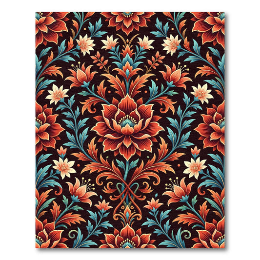 Intricate Terracotta Floral Damask Rug