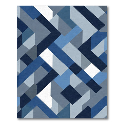 Modern Blue Geometric Tangle Rug