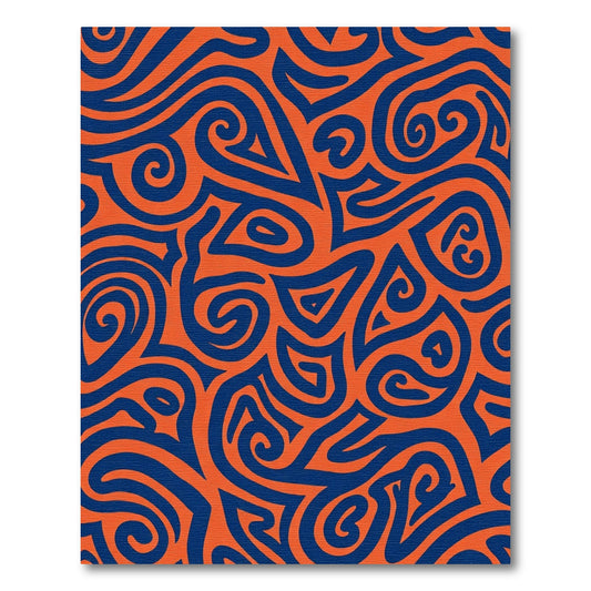 Bold Navy Swirls Orange Abstract Rug